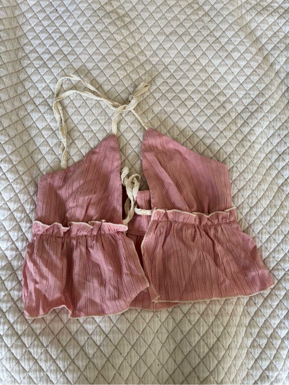 Pink Halter Crop Top with Tie Straps